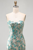 Champagne Jacquard Tight Short Corset Homecoming Dress with Fringes