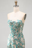 Champagne Jacquard Tight Short Corset Homecoming Dress with Fringes