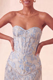 Champagne Jacquard Tight Short Corset Homecoming Dress with Fringes