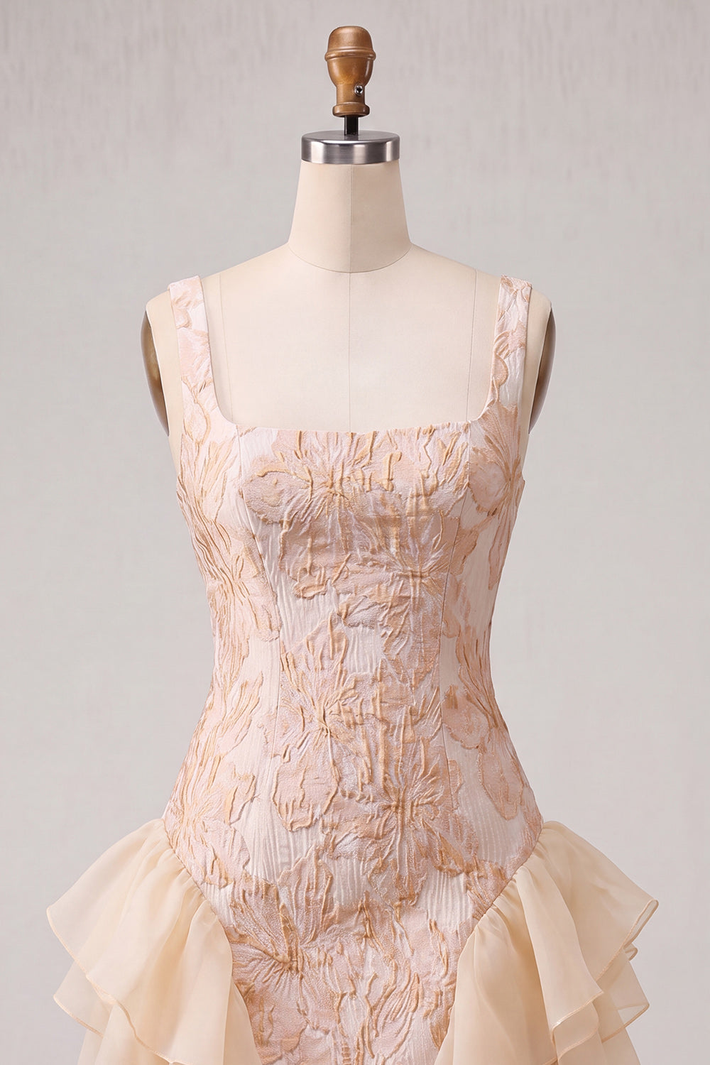 Light Blue Jacquard Square Neck Tight Short Homecoming Dress with Ruffles