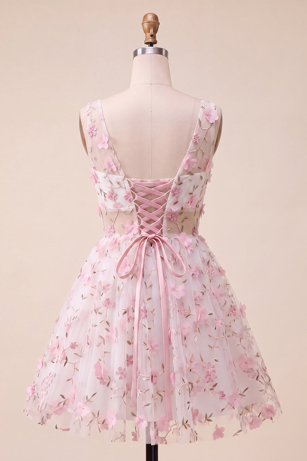 Light Blue V-Neck A-Line Short Homecoming Dress with 3D Flowers