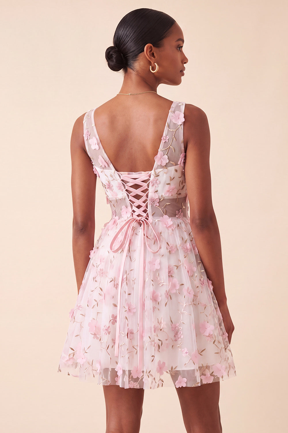 Light Blue V-Neck A-Line Short Homecoming Dress with 3D Flowers
