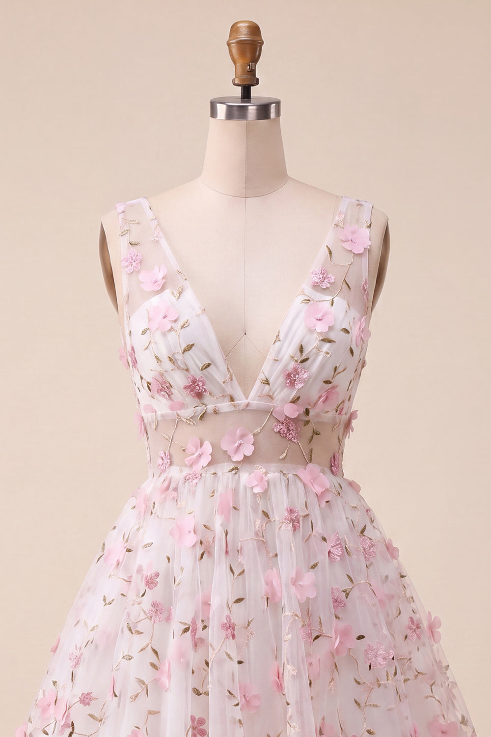 Light Blue V-Neck A-Line Short Homecoming Dress with 3D Flowers