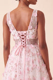 Light Blue V-Neck A-Line Short Homecoming Dress with 3D Flowers