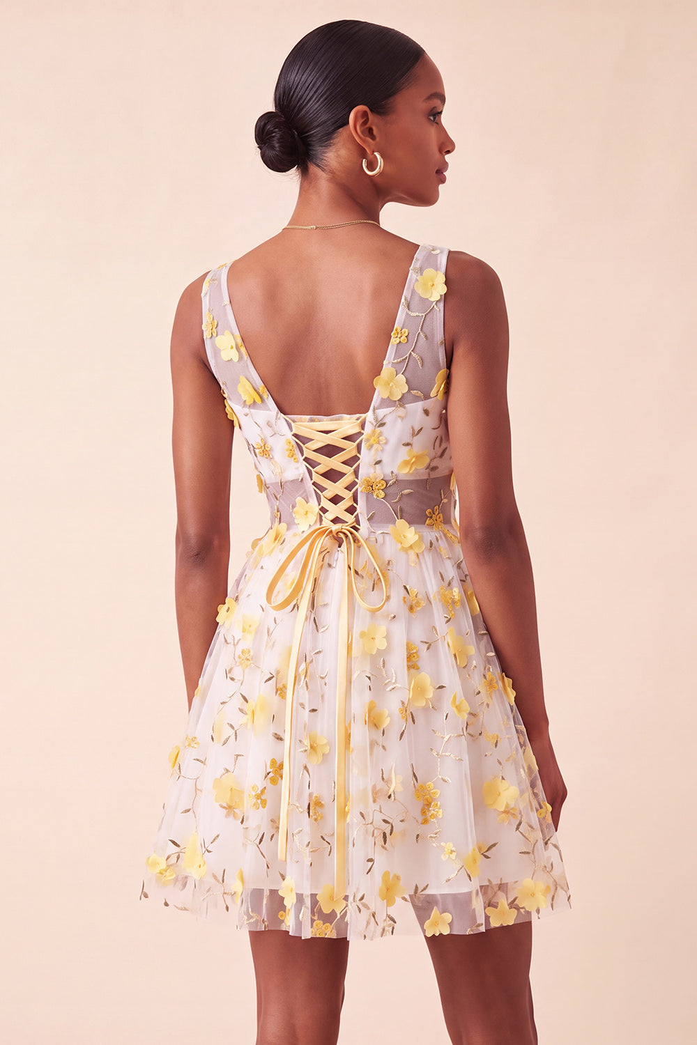 Light Blue V-Neck A-Line Short Homecoming Dress with 3D Flowers