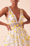 Light Blue V-Neck A-Line Short Homecoming Dress with 3D Flowers