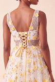 Light Blue V-Neck A-Line Short Homecoming Dress with 3D Flowers