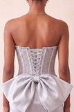 Pink Satin Appliqued Tight Short Corset Homecoming Dress with Bow