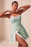 Sage Green Jacquard Ruffled Sweetheart A-Line Short Homecoming Dress
