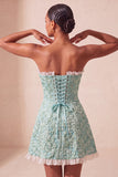 Sage Green Jacquard Ruffled Sweetheart A-Line Short Homecoming Dress