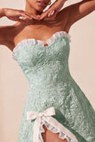 Sage Green Jacquard Ruffled Sweetheart A-Line Short Homecoming Dress