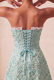 Sage Green Jacquard Ruffled Sweetheart A-Line Short Homecoming Dress