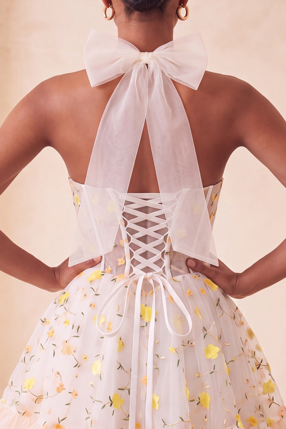 Floral Light Blue Corset Ruffled Halter A Line Short Homecoming Dress