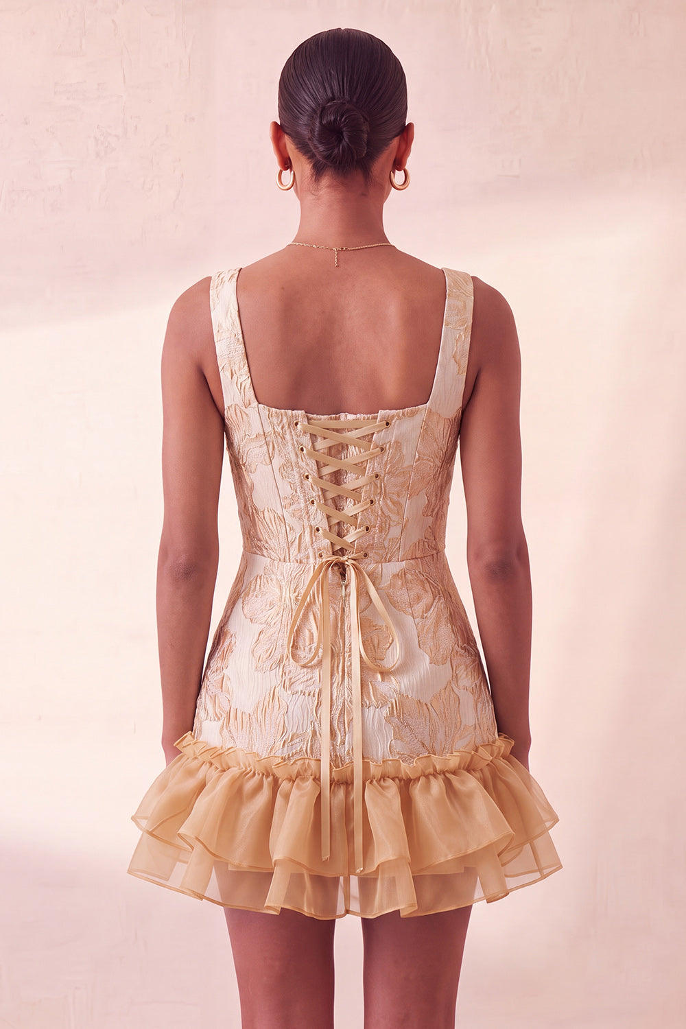 Lake Blue Jacquard Corset Ruffled A-Line Short Homecoming Dress