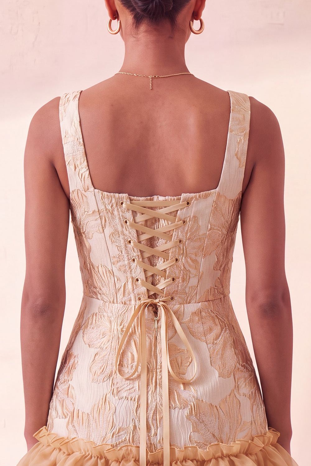 Lake Blue Jacquard Corset Ruffled A-Line Short Homecoming Dress
