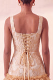 Lake Blue Jacquard Corset Ruffled A-Line Short Homecoming Dress