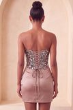 Sparkly Navy Sequin Ruched Sweetheart Tight Short Homecoming Dress