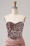 Sparkly Navy Sequin Ruched Sweetheart Tight Short Homecoming Dress