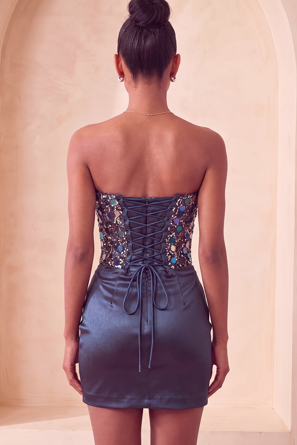 Sparkly Navy Sequin Ruched Sweetheart Tight Short Homecoming Dress