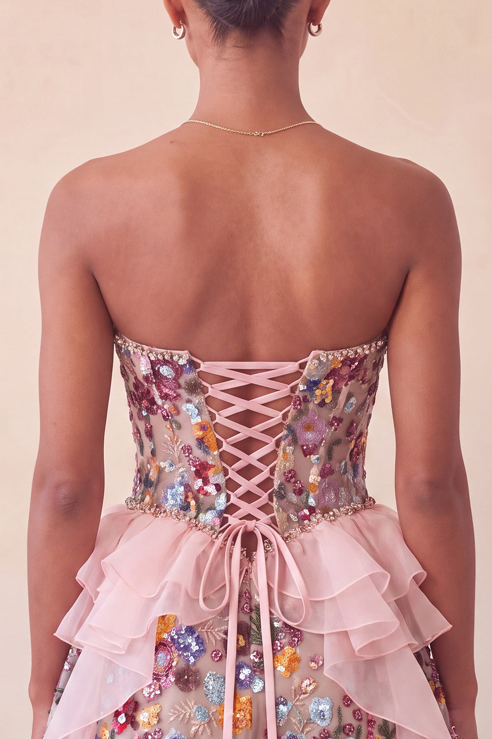 Sparkly Sage Green Floral Corset Sequin Ruffled Short Homecoming Dress