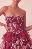 Sparkly Sage Green Floral Corset Sequin Ruffled Short Homecoming Dress