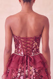 Sparkly Sage Green Floral Corset Sequin Ruffled Short Homecoming Dress