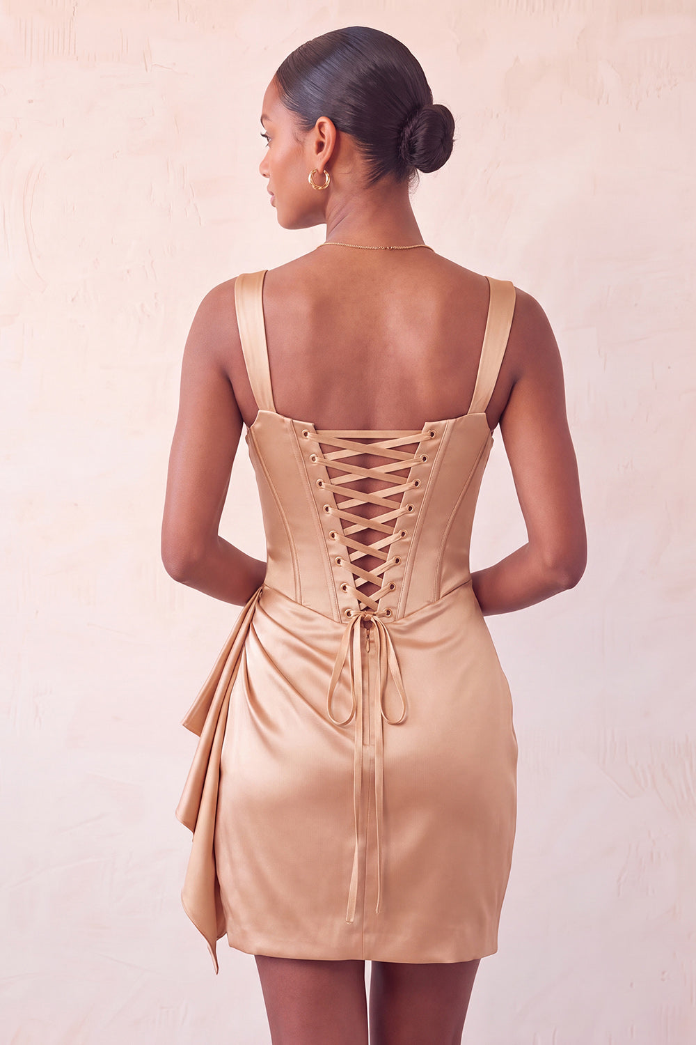 Pink Satin Beaded Tight Short Corset Homecoming Dress with Sash