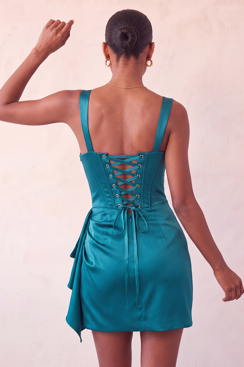 Pink Satin Beaded Tight Short Corset Homecoming Dress with Sash