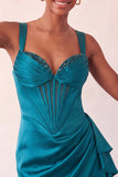 Pink Satin Beaded Tight Short Corset Homecoming Dress with Sash