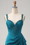 Pink Satin Beaded Tight Short Corset Homecoming Dress with Sash