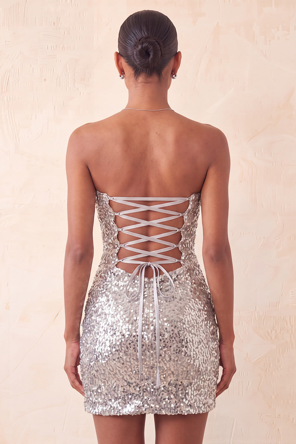 Sparkly Pink Sequin Keyhole Tight Short Homecoming Dress with Slit