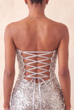 Sparkly Pink Sequin Keyhole Tight Short Homecoming Dress with Slit
