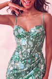 Sparkly Floral Pink Sequin Corset Tight Short Homecoming Dress