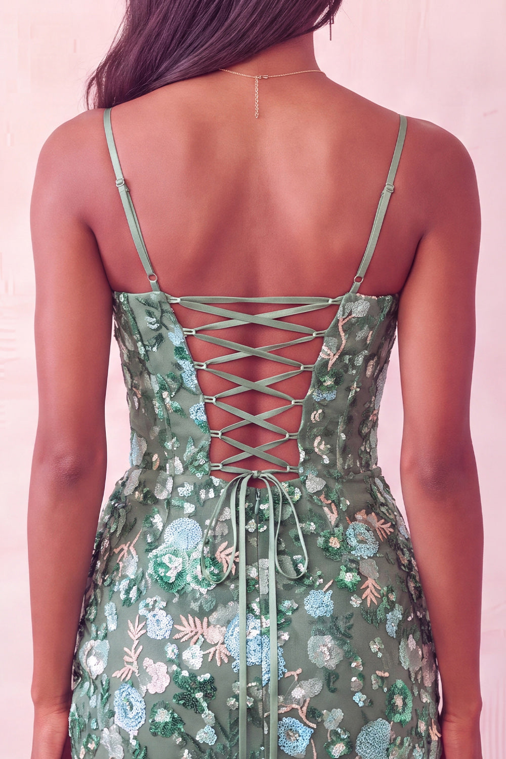 Sparkly Floral Pink Sequin Corset Tight Short Homecoming Dress
