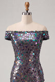 Sparkly Champagne Sequin Off The Shoulder Short Tight Homecoming Dress