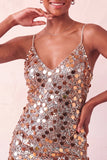 Sparkly Red Sequin Spaghetti Straps Tight Short Homecoming Dress