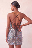 Sparkly Red Sequin Spaghetti Straps Tight Short Homecoming Dress