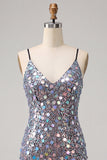 Sparkly Red Sequin Spaghetti Straps Tight Short Homecoming Dress