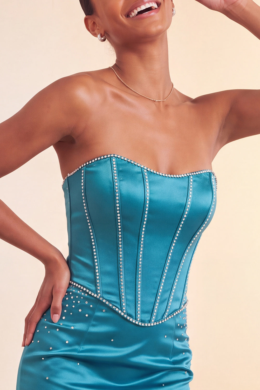Purple Satin Beaded Ruffled Tight Short Corset Homecoming Dress