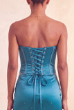 Purple Satin Beaded Ruffled Tight Short Corset Homecoming Dress