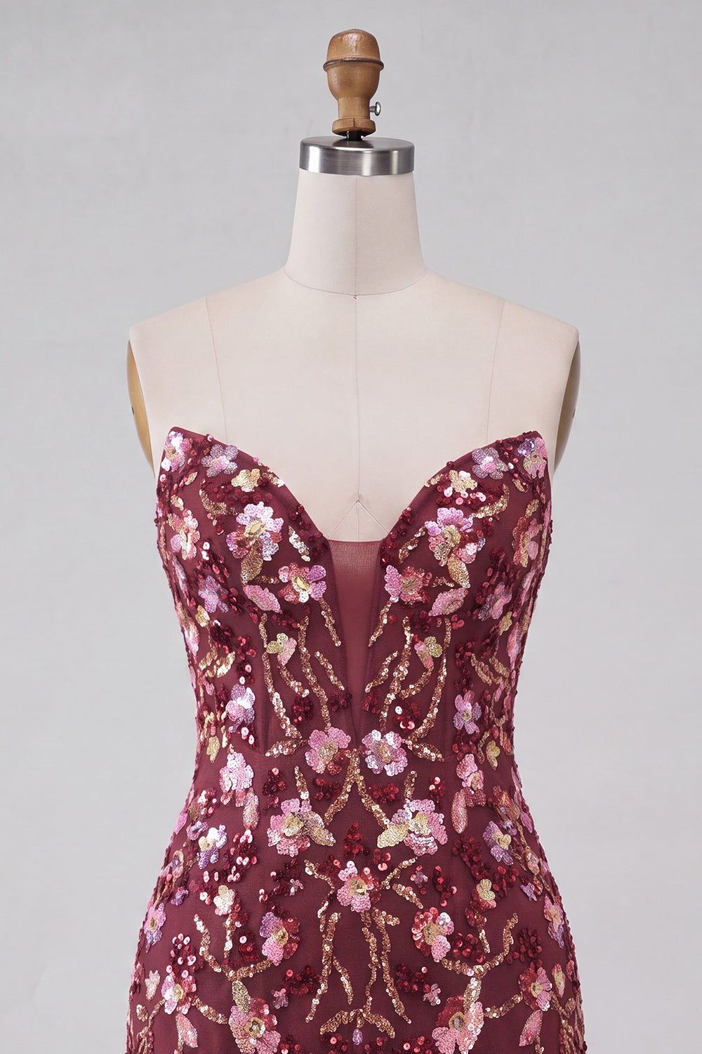 Sparkly Floral Pink Corset Sequin Tight Short Homecoming Dress