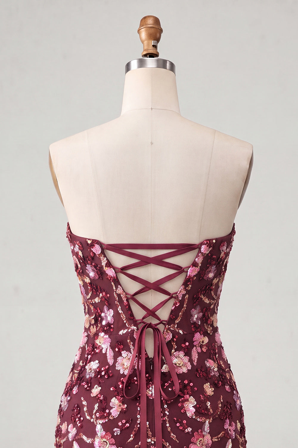 Sparkly Floral Pink Corset Sequin Tight Short Homecoming Dress