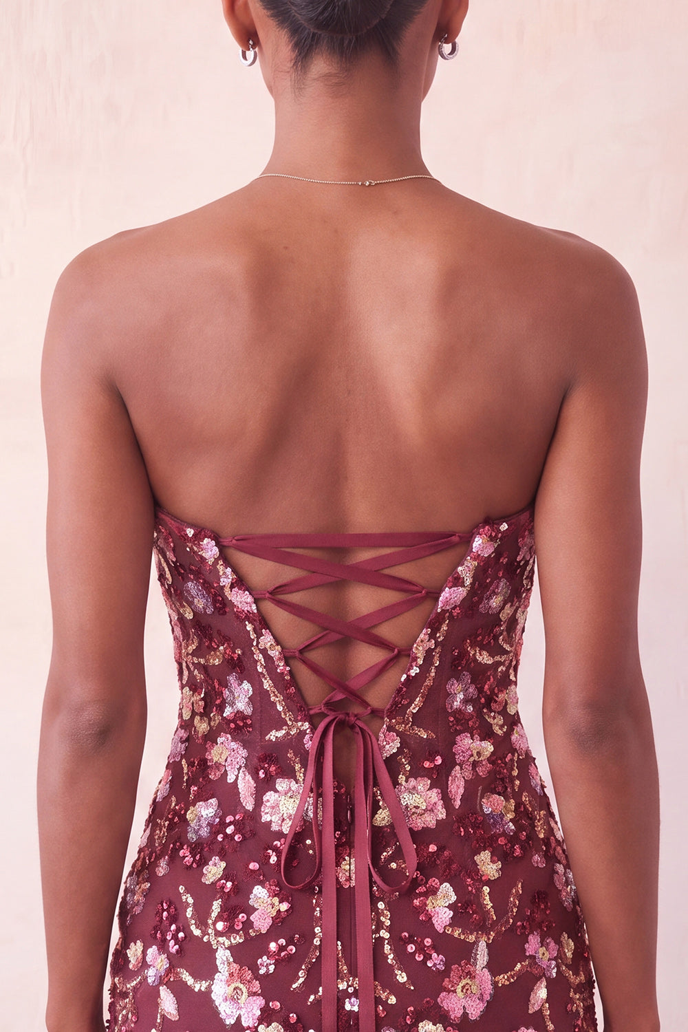 Sparkly Floral Pink Corset Sequin Tight Short Homecoming Dress