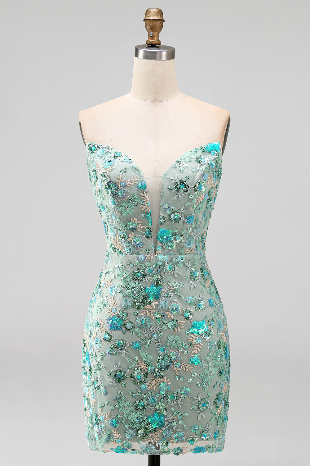 Sparkly Floral Pink Corset Sequin Tight Short Homecoming Dress
