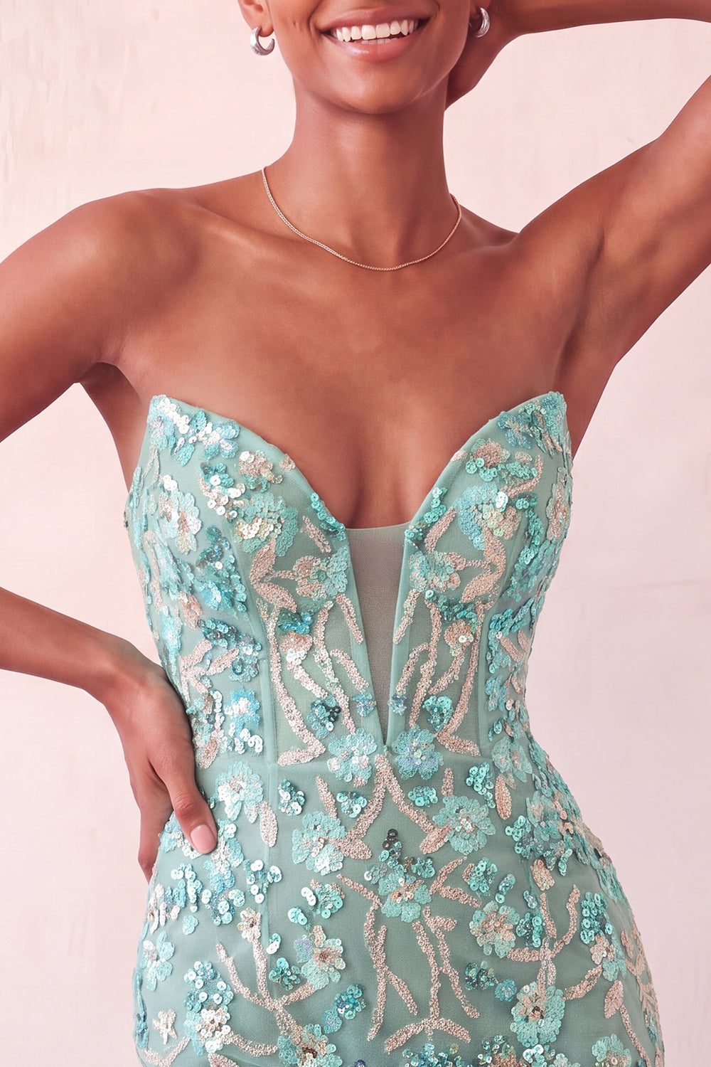 Sparkly Floral Pink Corset Sequin Tight Short Homecoming Dress