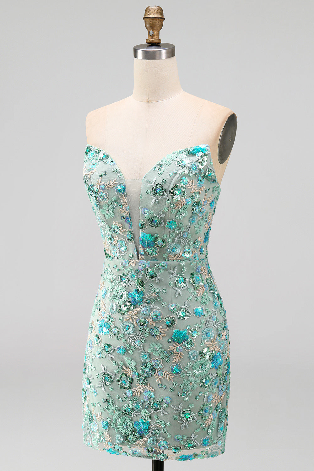 Sparkly Floral Pink Corset Sequin Tight Short Homecoming Dress