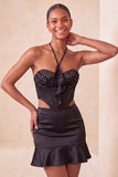 Light Purple Corset Beaded Ruffled Tight Short Homecoming Dress