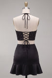 Light Purple Corset Beaded Ruffled Tight Short Homecoming Dress