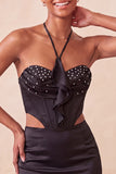 Light Purple Corset Beaded Ruffled Tight Short Homecoming Dress