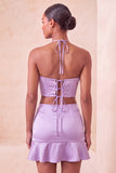 Light Purple Corset Beaded Ruffled Tight Short Homecoming Dress